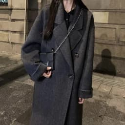 Plus Size Moka Coffee Women's Thickened Woolen Coat Autumn Winter New Korean Style College Style Sma