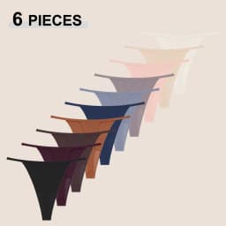 6Pcs/Set Women's Panties Sexy Solid Color High Elastic Thongs Low-Waist Comfortable Underwear Trendy