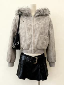 Americké vintage kabáty s kapucí z umělé kožešiny s kapucí pro ženy, mikiny na zip, ležérní streetwear grunge bunda Y2k se stojáčkem - náhled 6