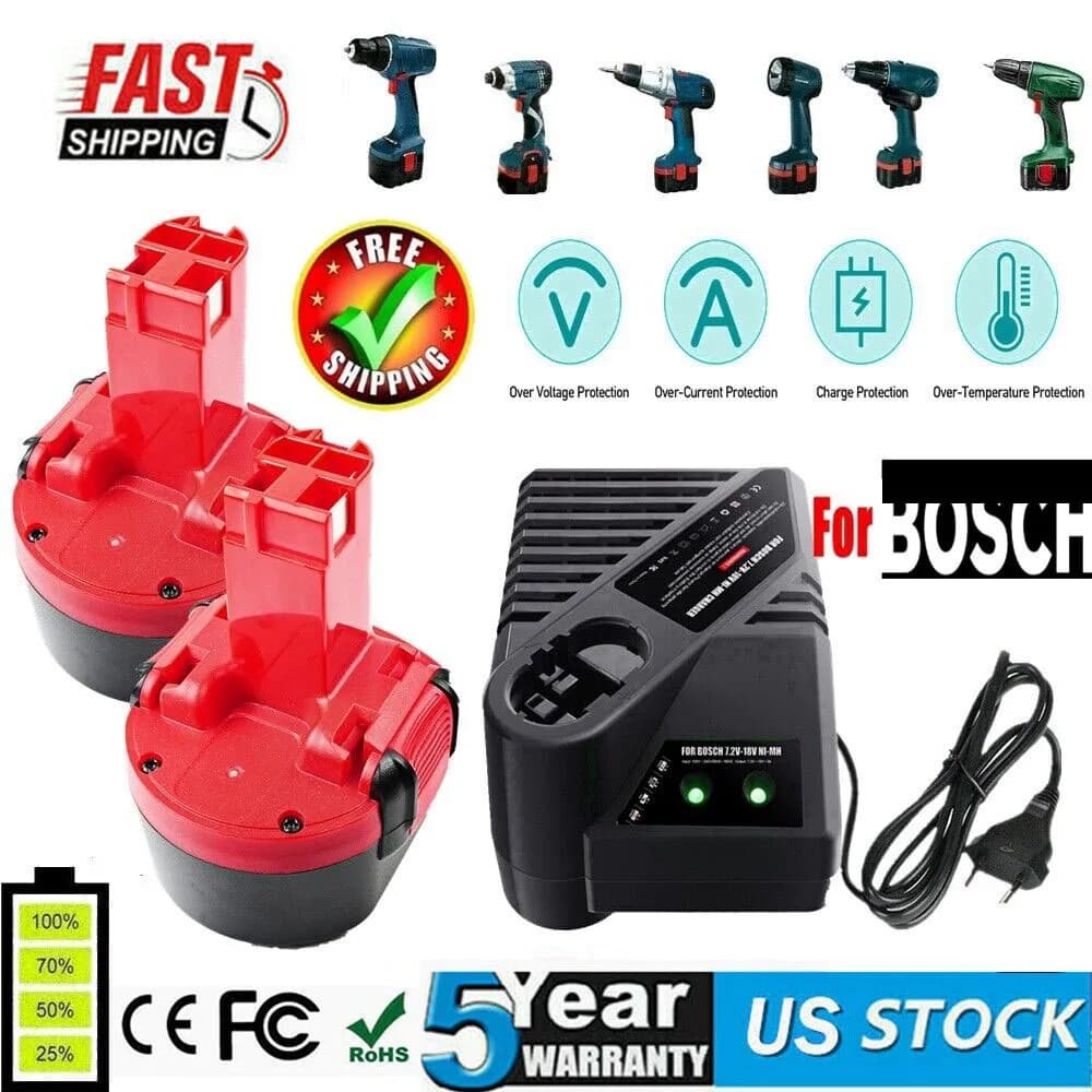 Baterie BAT048 9,6 V 4000 mAh, náhradní, pro Bosch BAT048 BAT100 BAT119, 2607335272, 2607335461, GSR 9,6VE-2 PSR 9,6VE-2 PSR960