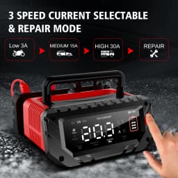 HTRC 30A/26A 6V/12V/24V nabíječka autobaterií pro motocykly s olověnými, SLA gelovými lithiovými LiFePo4 bateriemi, přenosná inteligentní nabíječka - náhled 2