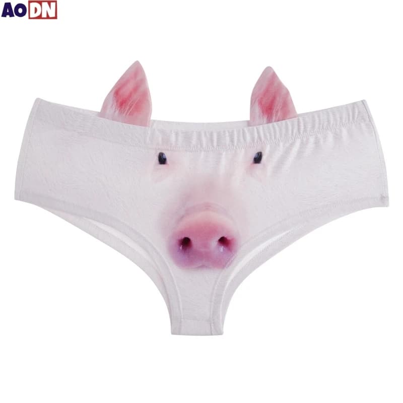 Elastické dámské spodní prádlo s nízkým pasem, 3D potiskem zvířat s ušima, pohodlné kalhotky s potiskem hýždí, prodyšné dívčí kalhotky