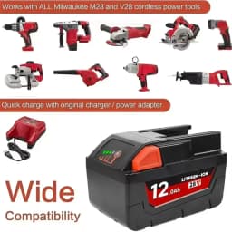 Pro Milwaukee 28V 12.0Ah M28 baterie Li-Ion Náhradní baterie pro Milwaukee 28V M28 48-11-2830 0730-20 Baterie do nářadí - náhled 4