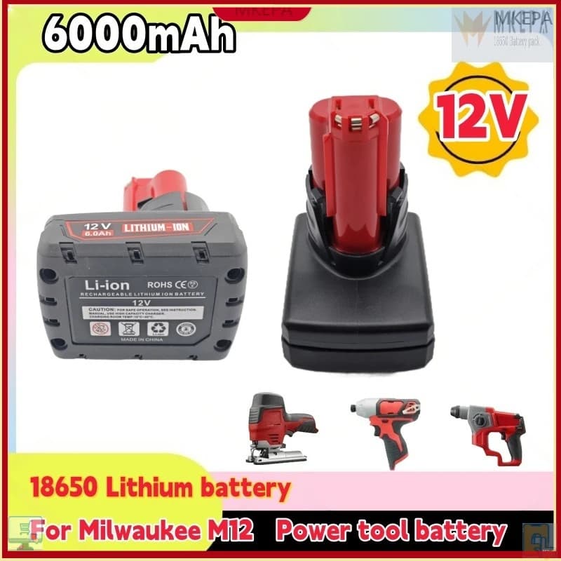 🛫PRO M12 12V 6Ah lithiovou baterii pro Milwaukee 12V M12 XC 48-11-2410 48-11-2420 48-11-2411 12V akumulátorové nářadí Baterie💰