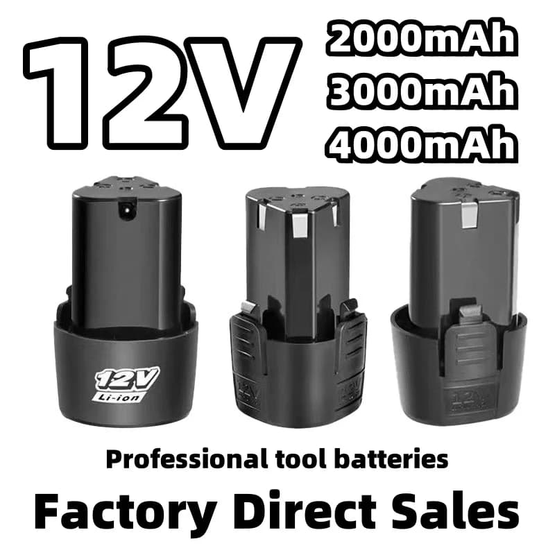 Univerzální dobíjecí lithiová baterie 12V 4000mAh pro elektrické šroubováky, vrtačky, mini úhlové brusky a další elektrické nářadí