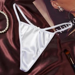 Dámských tanga, saténové sexy bezešvé spodní prádlo, dámské s mašlí, nízký pas, jednovláknové tangá z čisté bavlny, rozkrok, T-back - náhled 3