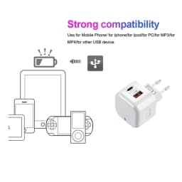 2portový PD konektor 20W USB typu C QC3.0 rychlonabíjecí adaptér do zásuvky pro iPhone 14 13 12 ProMax nabíjecí konektor příslušenství pro telefony - náhled 6