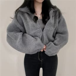 Women's Warm Faux Lamb Fur Jacket Zipper Stand Collar Short Style Autumn Winter New Loose Personalit