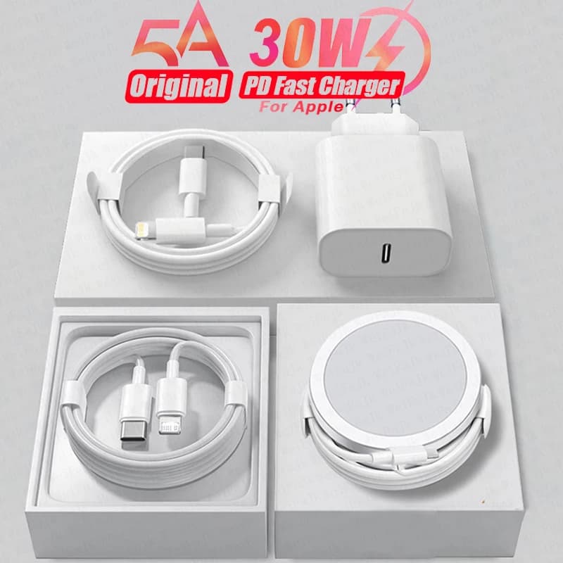 Bezdrátová nabíječka Apple Magsafes pro iPhone 14 13 12 11 15 16 Pro Max Mini X XS XR Plus Rychlé nabíjení Typ C Lightning kabel