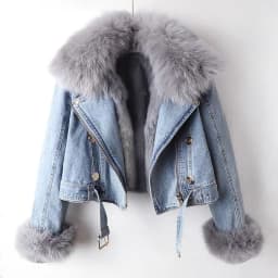 American Vintage Long Sleeve Denim Jacket Short Women Detachable Retro Coat Button Pure Color High W
