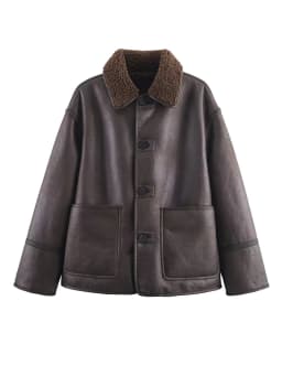 HH Women New Fashion Lapel Single Breasted Pocket Decoration Long Sleeve Warm Jacket Female Autumn W