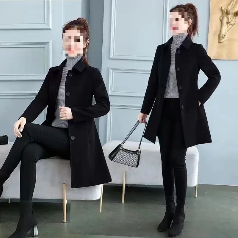 Dámský kostkovaný kabát střední délky, žhavý výprodej sezóny, podzim/zima, nová korejská verze, luxusní všestranný elegantní svrchní oblečení z polyesteru