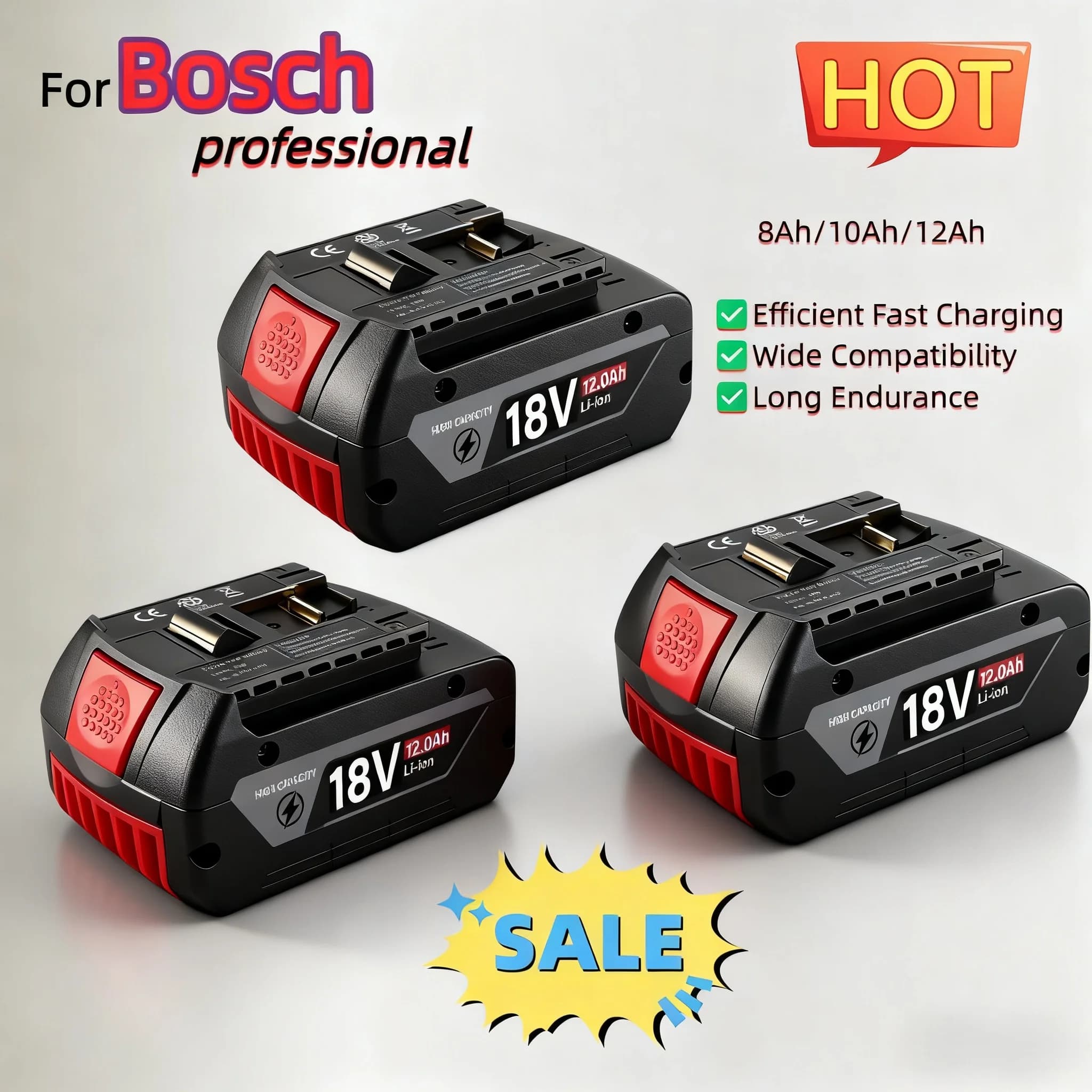 originální pro 18V baterii Bosch, záložní baterie 18V a 12000mAh, profesionální systém Draadloze, nástroj BAT609 GBA18V80