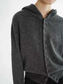Podzim/zima 2025 nový dámský kardigan s kapucí, 100% čistý kašmírový svetr, evropská silná podzimní pletená bunda s kapucí - náhled 2