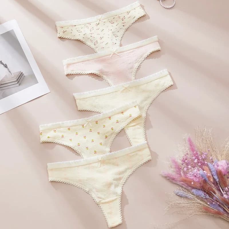 Módní roztomilé tištěné kalhotky pro ženy, tanga, bavlněné jaro/léto, měkké spodní prádlo, sexy, horké, s mašlí, dámské kalhotky, tanga Mujer