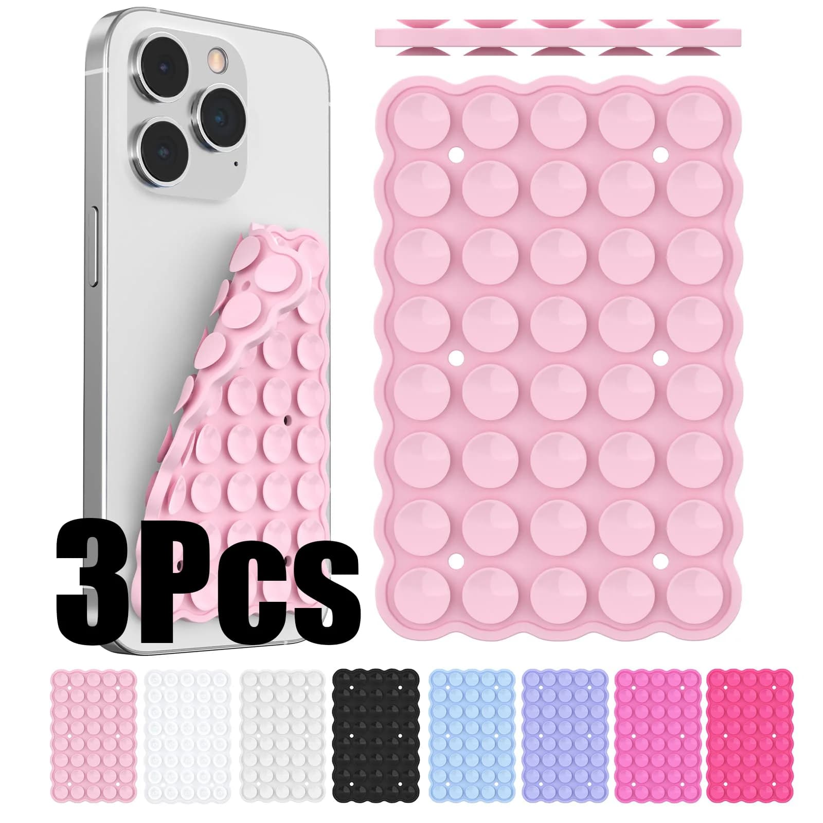 Silikonový držák na telefon s přísavkou, multifunkční pevný, protiskluzový, mobilní upevnění, oboustranný odnímatelný gumový držák na telefon