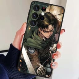 Pouzdro na telefon Attack on Titan s motivem Eren Yeager a anime pro Samsung S25 S24 S23 S22 S21 S20 Lite FE Plus Ultra 5G černé - náhled 5