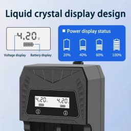 Inteligentní LCD nabíječka baterií 1/2 sloty duální pro 18650 4,2V dobíjecí lithiové baterie pro 1,2V NI-MH AA/AAA baterie - náhled 2