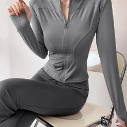 Dámská rychleschnoucí sportovní bunda Sun, přiléhavý top, jóga, bunda s dlouhým rukávem a zipem, běžecká fitness bunda, velikost S-3XL - náhled 6