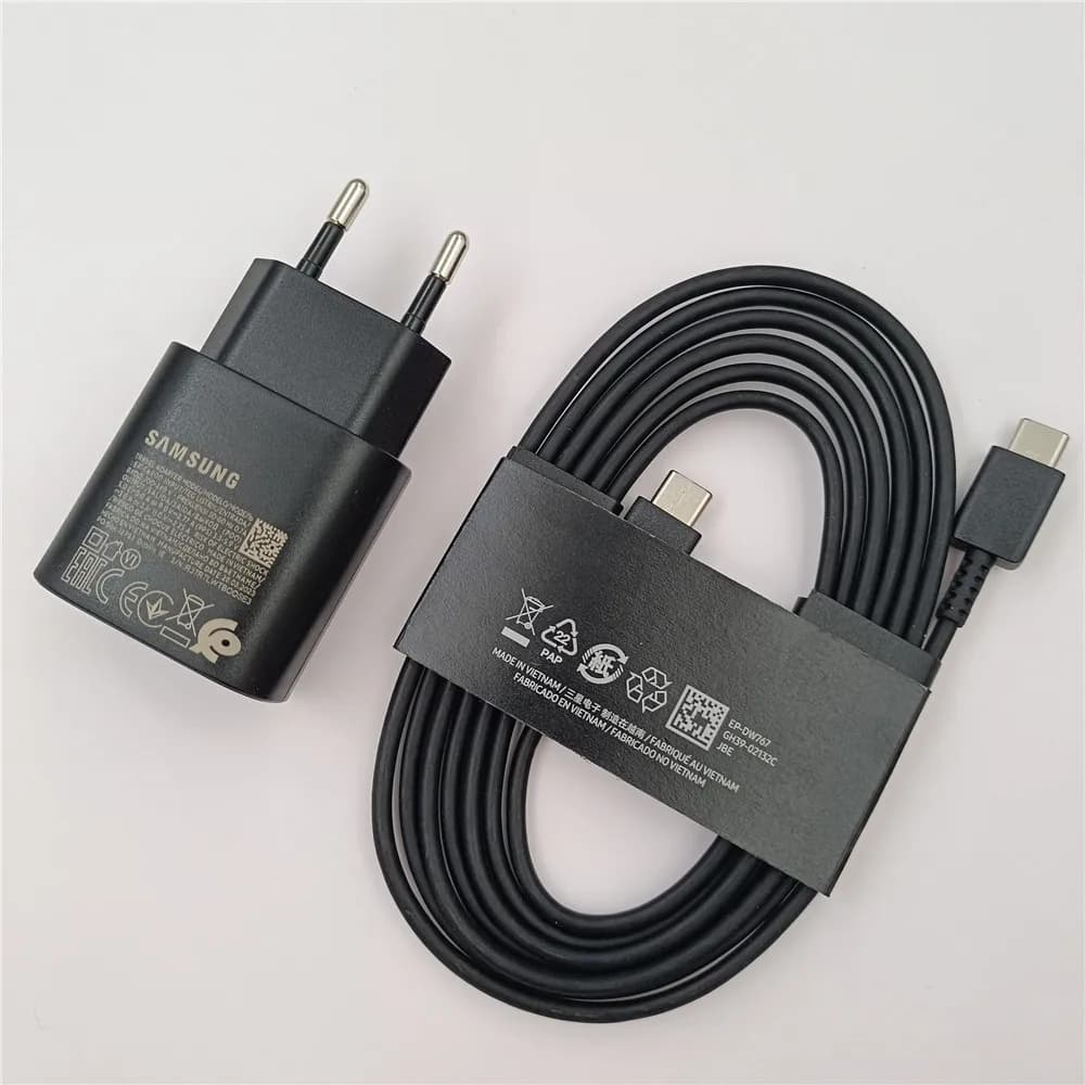 Nabíječka Samsung 25W Super Fast Charge Adapter 1,8M Typ C pro Galaxy S25 S24 S23 S22 Plus Note 20 10 A55 A36 A16 Z Flip Fold 6 5