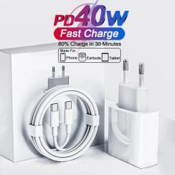 PD 40W Original Fast Charger For iPhone 15 14 11 12 13 16 Pro Max 8 Plus USB C Type C Charging Cable
