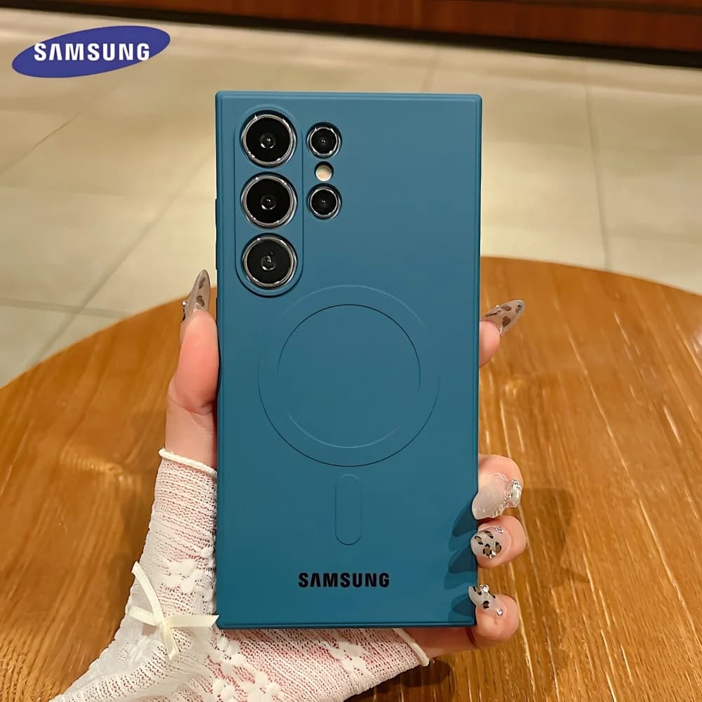 Originální silikonový magnetický kryt Samsung MagSafe pro Galaxy S25 Ultra S24 S23 S22 Plus S25 FE s tlustým povrchem, ochranný kryt pro objektiv