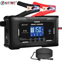 HTRC 12V/24V Car Battery Charger 15A Automatic Charger For Lithium LiFePO4 AGM GEL Lead-Acid Battery