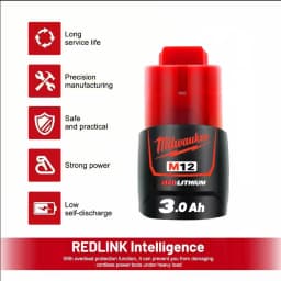 Originální baterie Milwaukee M12 12V 3AH 3000mAh Nabíječka M12-18FC 48-11-2402 48-11-2411 Ruční vrtačka Baterie pro elektrické nářadí Milwaukee - náhled 5