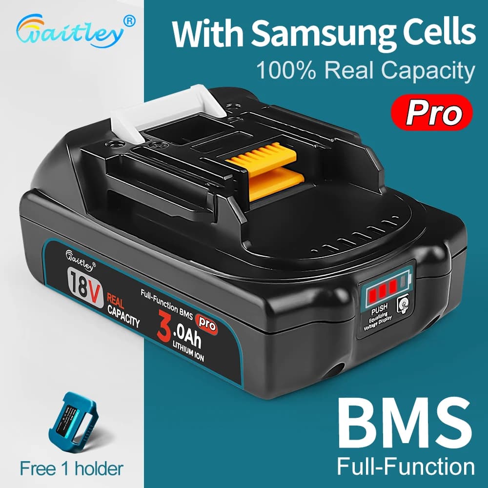Waitley Battery Pro pro Makita 18V elektrické nářadí Dobíjecí baterie s články Samsung / Náhradní příslušenství BL1860