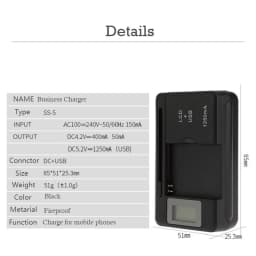 Univerzální nabíječka mobilních baterií s LCD displejem, indikátorem, dvojitou podporou USB portu pro nabíječky mobilních telefonů, nabíjení s UK EU zástrčkou - náhled 3