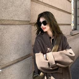 Dámský vlněný kabát v barvě plus size, moka coffee, nový, korejský styl, vysokoškolský styl, malá velikost, svrchní oblečení - náhled 4