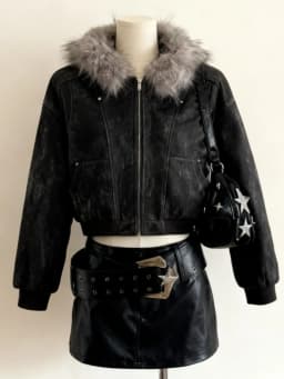Americké vintage kabáty s kapucí z umělé kožešiny s kapucí pro ženy, mikiny na zip, ležérní streetwear grunge bunda Y2k se stojáčkem - náhled 5