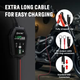 HTRC 6V 12V 3000mA Inteligentní nabíječka baterií Automatická pro udržovací lithiové LiFePO4 olověné baterie Nabíječka do auta a motocyklu - náhled 6