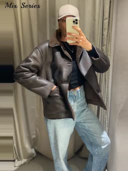  Fashion Double Sided Solid Jacket Women Lapel Collar Single Breasted Long Sleeve Coats 2025 Autumn