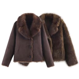 2025 Winter Women's Street Fashion Faux Fur Jackets For Women Long Sleeves Double-Sided Thick Warm N