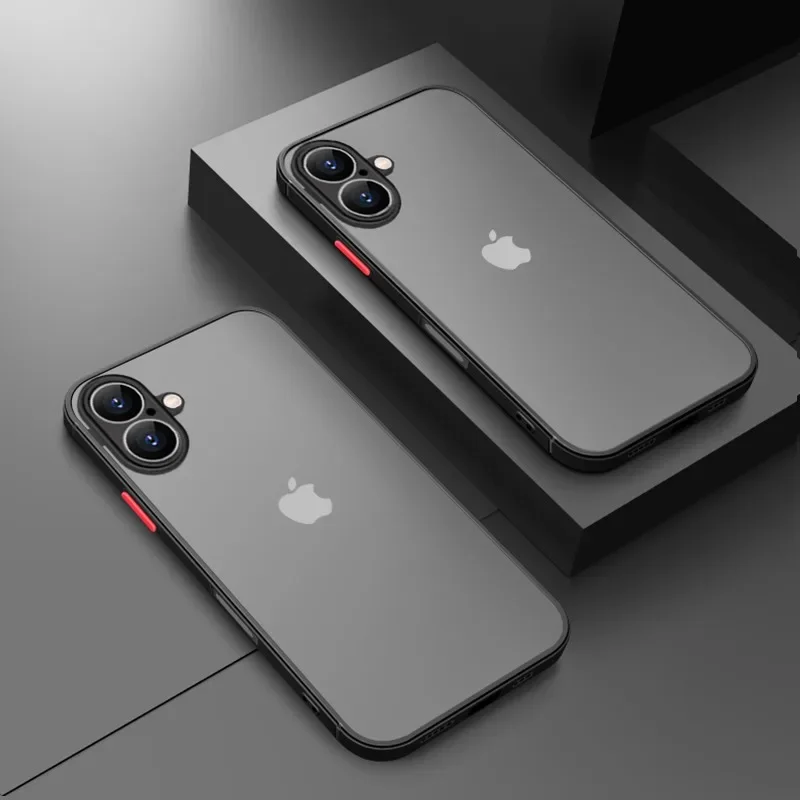 Módní matný průhledný TPU kryt na telefon pro iPhone 16 15 14 13 12 11 Pro Max 17 Air e Armor Bumper nárazuvzdorný silikonový pevný PC kryt