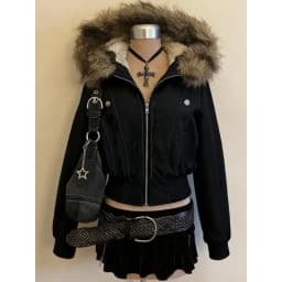 Faux Fur Amercan Vintage Hooded Coats with Hooded Women Zipper Sweatshirts Casual Streetwear Grunge 