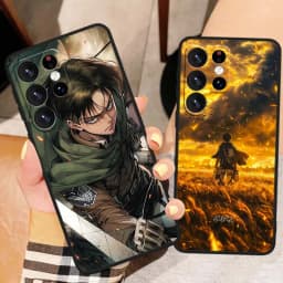 Pouzdro na telefon Attack on Titan s motivem Eren Yeager a anime pro Samsung S25 S24 S23 S22 S21 S20 Lite FE Plus Ultra 5G černé - náhled 2