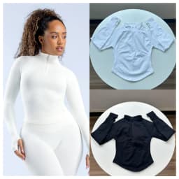 Bezešvá bunda na jógu Impact s 1/4 zipem, jednobarevný kardigan s dlouhým rukávem, slim fit, ultra měkký a rychleschnoucí na pilates a posilovnu - náhled 5