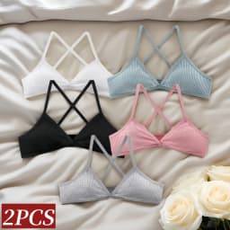 2Pcs/Set Vneck Bras For Women Push Up Bra Without Pads Sexy Lingerie Breathable Sports Bralette Wire