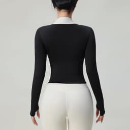 Dívčí sportovní oblečení s dlouhým rukávem, běžecká sportovní bunda, úzká cvičební bunda s rukávem na zip, top jóga bundy pro ženy - náhled 4
