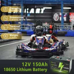 Dobíjecí lithiová baterie LiFePO4 12V 150Ah, vestavěný systém BMS, ideální pro odrážedla, solární panely, chytače ryb, elektrická kola - náhled 6