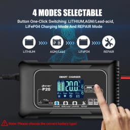 10A/20A 12V 24V nabíječka autobaterií plně automatická pulzní nabíječka pro opravu olověných lithiových baterií Lifepo4 AGM - náhled 2