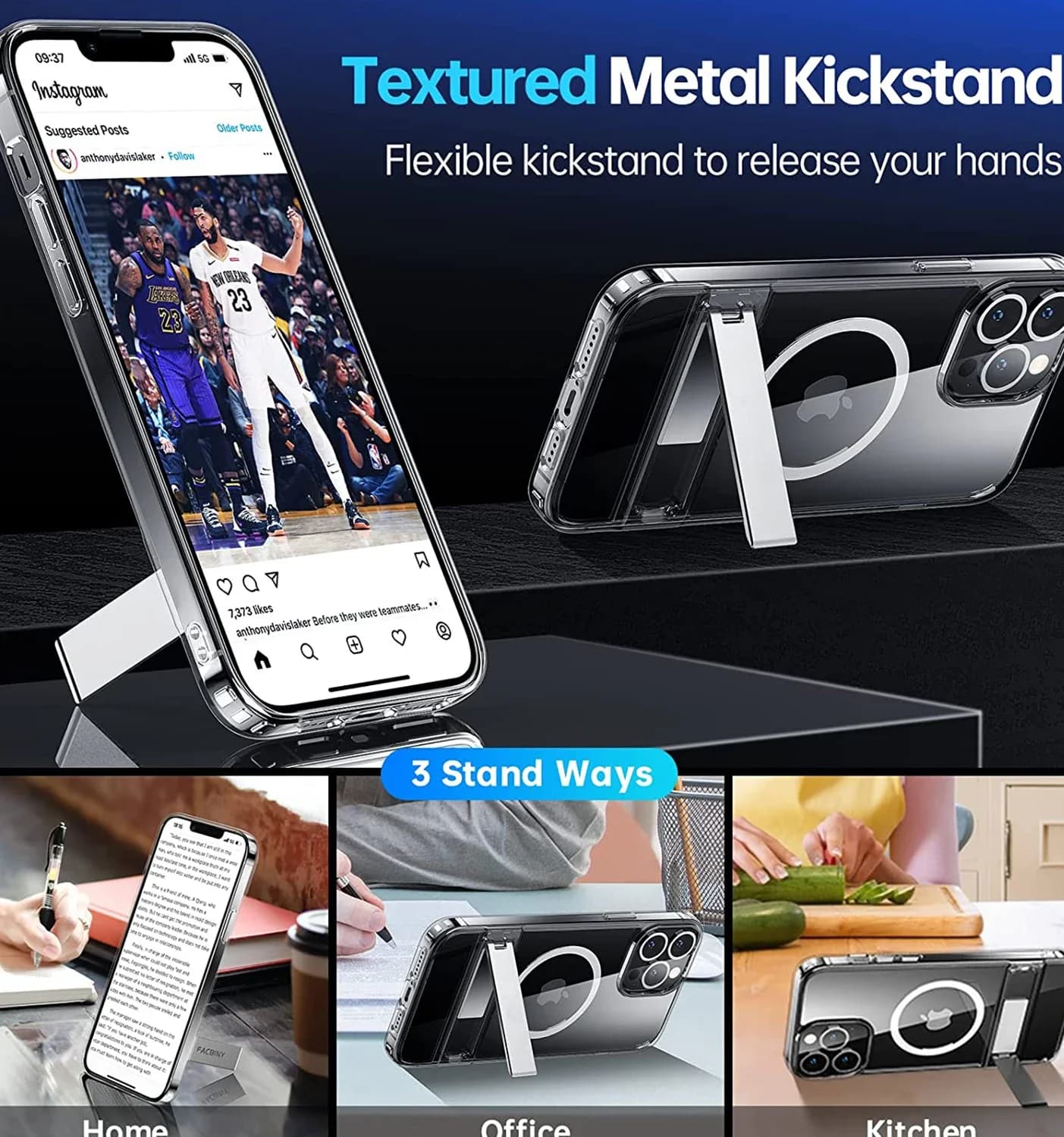 Průhledný magnetický kryt na telefon se stojánkem pro iPhone 17 Pro Max Air 16 15 14 Plus 13 12 11 Mini pro bezdrátové nabíjení zadní kryt