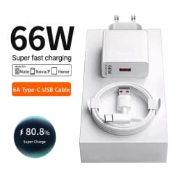 6A 66W Super Fast EU Wall Charger For Huawei Mate 40 50 60 P50 Nova 8 9 10 Honor 90 100 X7 X8 X9 Mag