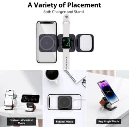 Rychlá bezdrátová nabíječka s magnetickou skládací technologií 3 v 1 pro iPhone 16/15/14/13/12 Apple Watch 10/9/8/7/6/5/4/3/SE Airpods 3/2/Pro - náhled 4