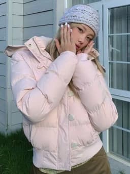 Japonská nová kawaii patchworková elegantní prošívaná bunda podzim/zima sladká volná teplá bunda růžová Harajuku módní kapsy oblečení 2025 - náhled 3