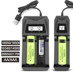Intelligent LCD Battery Charger 1 / 2  Slots Dual For 18650 4.2V Rechargeable Lithium Battery For 1.