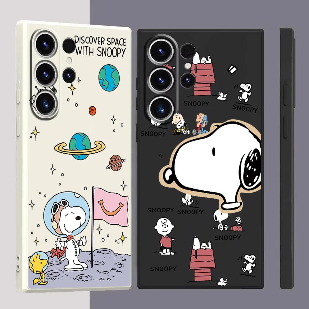Pouzdro na telefon se vzorem Snoopy pro Samsung Galaxy S25 Plus S24 Ultra S23FE S22 S20 Plus A15 A35 A50 A51 A54 A55 A71 A72 A73 Cover Y2K