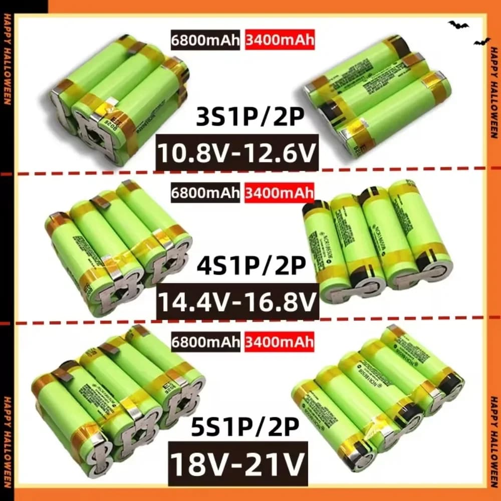 Originální 🐬 NCR18650B 2S 3S 4S 5S 6S 12V 14,4V 18V 21V 25V 18650 baterie 3400mah/6800mah 20A vybíjecí šroubováková baterie